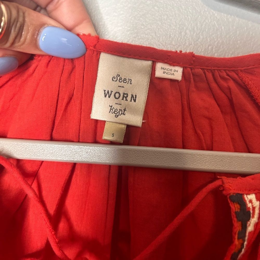 Anthropologie Seen Worn Kept Ruby Embroidered Dre… - image 6